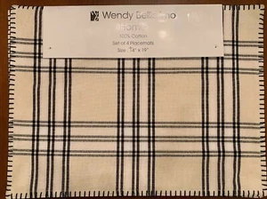 Wendy Bellissimo Home 8er Set Baumwolle Tischsets elfenbein weiß schwarz kariert NEU - Bild 1 von 8