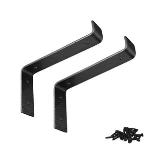 2 Pack 7" x 4" Forged Iron Metal Shelf Bracket For Open Floating Shelves - Picture 1 of 7