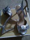 Michael Kors Silver Metallic Sandals Heel Size 6 Shoes.Nib