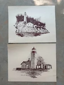 Stampe faro vintage di K. Frank tono tenuto minimalista casa spiaggia oceano - Foto 1 di 11