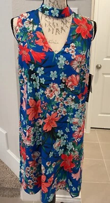 VESTIDO XOXO Talla Med Cuello en V Banda Adjunta Azul/Brillante Colores Tropicales Nuevo con Etiquetas Foto 1 de 4