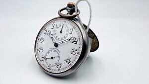 Antique Longines Alarm Pocket Watch Enamel Dial Swiss Made