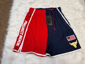 Under Armour Project Rock Red Navy Size Small Training Shorts 1383311-600 - Picture 1 of 5