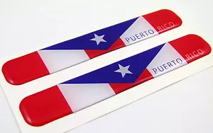 Puerto Rico Flag Domed Decal Emblem Resin car stickers 5"x 0.82" 2pc. - Picture 1 of 2