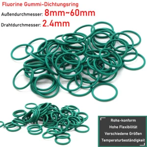 Ø2.4mm Grün Fluorine Gummi-Dichtungsring Ölbeständige FKM Siegel O-Ring 8mm~60mm - Picture 1 of 9