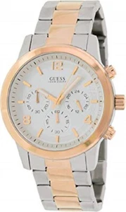 New Authentic GUESS Men' Guess u0123g1 Silver & Rose Gold tone chronograph watch - Picture 1 of 1