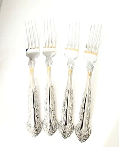Reed & Barton Dinner Fork RICHMOND HILL Stainless Glossy Set of 4 Scroll Pattern - Picture 1 of 5