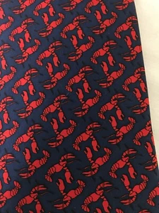 RIVETZ OF BOSTON AZUL MARINO Y ROJO ""LANGOSTA"" CORBATA PARA HOMBRE 100% SEDA HECHA A MANO - Imagen 1 de 6
