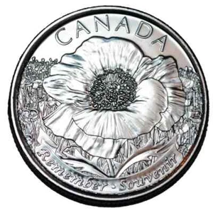 2015 CANADA 25¢ IN FLANDERS FIELDS POPPY NON COLOURED COIN - Picture 1 of 2