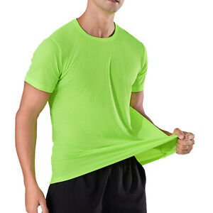 Mens Tee Training Shirts Running Tops Football Activewear Basketball Round Neck