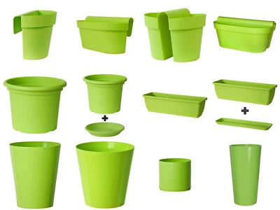 Blumentöpfe in Grün Übertöpfe Untersetzer Orchideentöpfe Blumenkästen Hängetöpfe - Bild 1 von 4