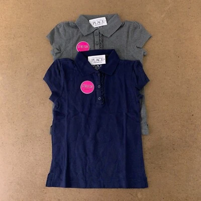 Polos de piqué con volantes uniforme gris marea talla pequeña The Children's Place niñas nuevos con etiquetas Foto 1 de 4