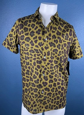 Camisa Marc By Marc Jacobs XS Verde Oliva Para Hombre Estampado Leopardo Abotonada Nueva Con Etiquetas Foto 1 de 4