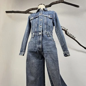 ZARA 💙 MONO VAQUERO JEANS WORKWEAR MONO UNA PIEZA USADO AZUL S - Imagen 1 de 12
