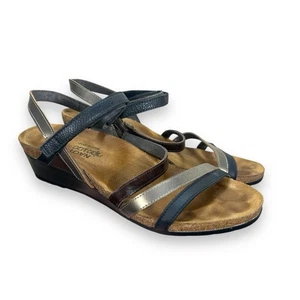 Sandalias de corcho Naot Hero negras con cuña de peltre talla 40 EE. UU. 9 - Imagen 1 de 7