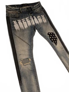 Cult Of Individuality Rocker Slim Freedamn Distressed Jeans Mens 34x33 36x33 - Picture 1 of 10