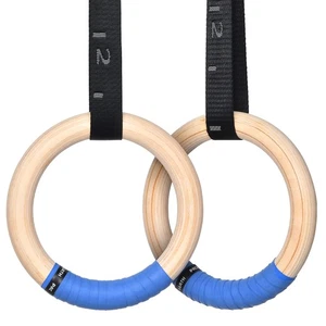 Gymnastics Rings Wooden Olympic Rings 1500/1000lbs with Adjustable Cam Buckle... - Picture 1 of 7