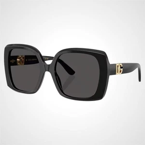 New Dolce & Gabbana Sunglasses DG4475 501/87 Black Acetate Square Gold Metal DG - Picture 1 of 6