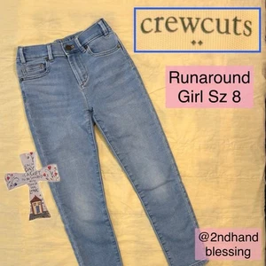 Crewcuts Runaround Jeans for Girls Sz 8 Light Indigo Wash, Re-imagined by J.Crew - Picture 1 of 17