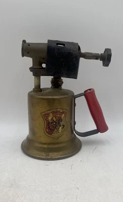 Vintage Clayton & Lambert Brass Hose Head Blow Torch With Red Wooden Handle - Image 1 of 4