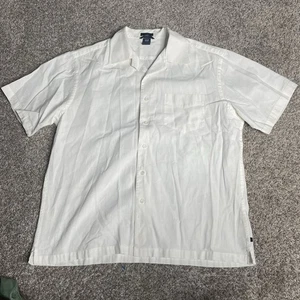Gap Linen Shirt Mens Medium White Short Sleeve Button Up Hipster Casual Minimal - Picture 1 of 6