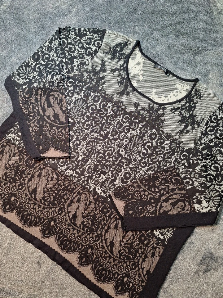 Nic & Zoe Round Neck Pullover Sweater Womens 3X Black Abstract 3D Knit Artsy - Image 1 of 4