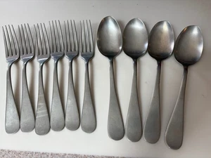Vintage 10 Pieces Simeon L Geo H Rogers Nickel Silver 6 Forks 4 Soup Spoons - Picture 1 of 7