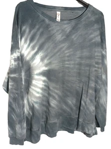 Langarm-Sweatshirt Damen XXL dunkelgrau-weiß TyeDyed. Neu ohne Etikett - Bild 1 von 7