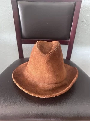 Vintage Brown Suede Fedora.  Woman Size Medium.  1970’s Hat. - Image 1 of 4