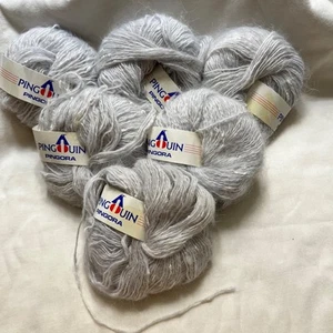 Pingouin Pingora Yarn Worsted Rayon/Nylon Blend Slub 13 gray white 6 skeins - Picture 1 of 6