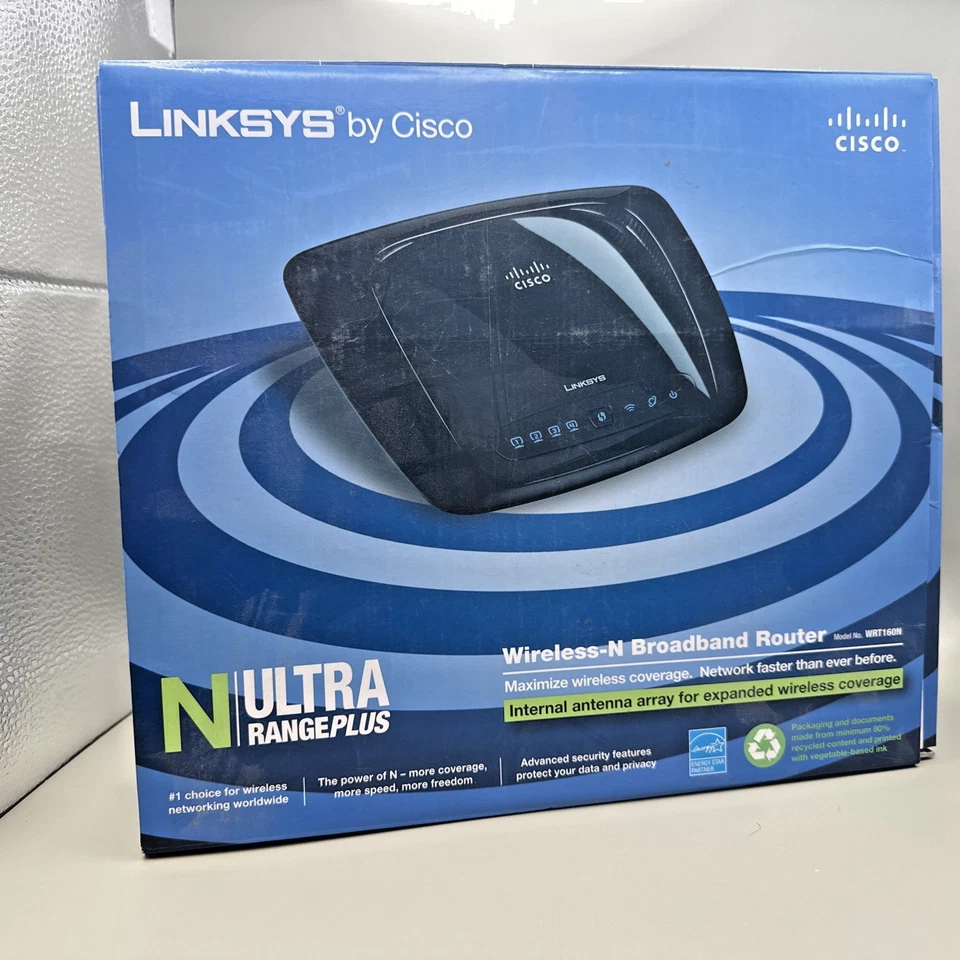 Router de banda ancha inalámbrico N Cisco Linksy Ultra Range Plus WRT160N ENVÍO GRATUITO Foto 1 de 1