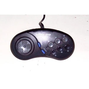 Super Pad Controller For Sega Genesis Vintage Black Gamepad Very Good - Picture 1 of 3