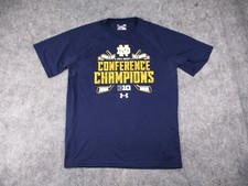 Notre Dame Fighting Irish Shirt Mens Large Blue Under Armour Hockey Heat Gear