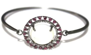 Ring Natural Pave Diamond MOP Ruby Gemstone 925 Sterling Silver Fine Jewelry - Picture 1 of 2