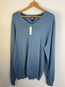 Lands End Herren XL/T 100 % Supima Baumwolle blau V-Ausschnitt Pullover neu mit Etikett NEU adrett - Bild 1 von 4