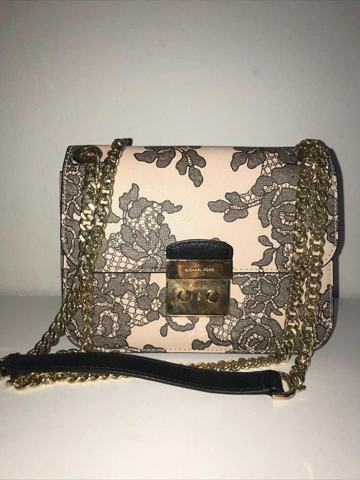 Bolso Bandolera Michael Kors Sloan Lace Oyster $428 Cadena Pequeña Mujer Hombro Foto 1 de 4