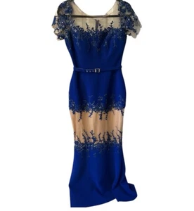 Saiid Kobeisy Kleid Damen S 4-6 Festzug Gürtelkleid blau transparent Abend formell - Bild 1 von 13