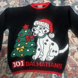 101 DALMATIANS x VINTAGE holiday christmas sweater Jet Set Unisex Youth Medium ? - Picture 1 of 10