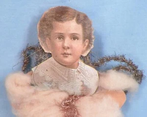 Tinsel Christmas Ornament Boy Lace Collar Die Cut Batting Victorian Antique #43 - Picture 1 of 3