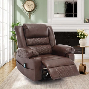 Breathable Leather Massage Recliner Chair Manual Reclining Sofa 330lb w/Remote - Picture 1 of 11
