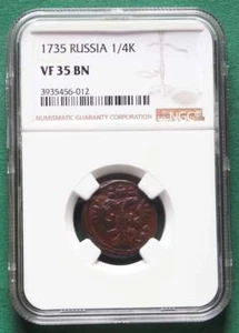 Coin Polushka Russia 1735 in NGC Holder Rating VF 35 BN nswleipzig - Picture 1 of 4