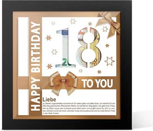 18. Geburtstag Geldgeschenk Bilderrahmen, Geschenke Zum 18 Geburtstag Mädchen Ju - Bild 1 von 12
