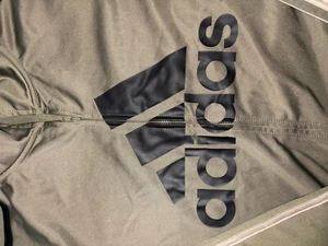 Adidas Full Zip Jacket Windbreaker Youth  14-16 Olive Green large Trefoil Print - Picture 1 of 6