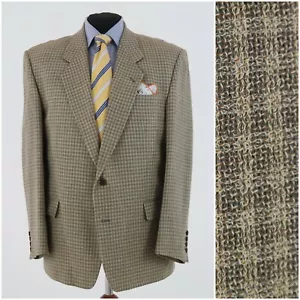 Mens Vintage Beige Check Blazer 46R MODA BIELLA Wool Sport Coat Jacket - Picture 1 of 14