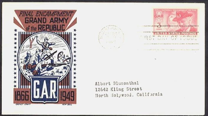 1949 GAR Final Encampment 3 Cent FIRST DAY COVER # 985 - Image 1 of 1