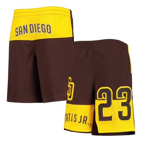 Youth Fernando Tatis Jr. Brown San Diego Padres Pandemonium Name & Number Shorts Cover
