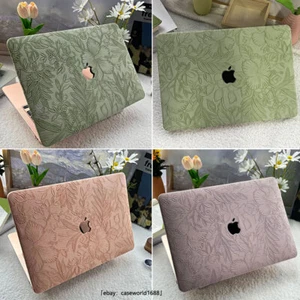 Carved Flower PU Leather Hard Case For Macbook M4 Air 13 15 Pro 14 16 11 12 inch - Picture 1 of 32