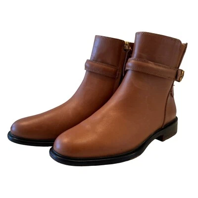 Franco Sarto Elese Leather Boots Size 6 EU 36 Cognac Ankle High Buckle Zip NWOB - Image 1 of 4