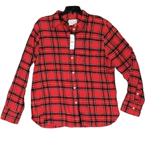 J Crew Womens Top Size 10 BD533 Red Plaid Tartan Hiking Good Tidings Sportcore - Picture 1 of 8