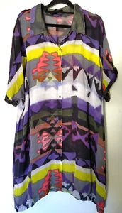 Verge NZ Plus Size 2XL Bright Silk Designer Duster Jacket Dress Business Party - Picture 1 of 11